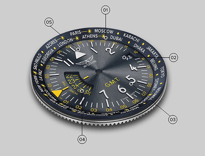 Aviator world time watch shop